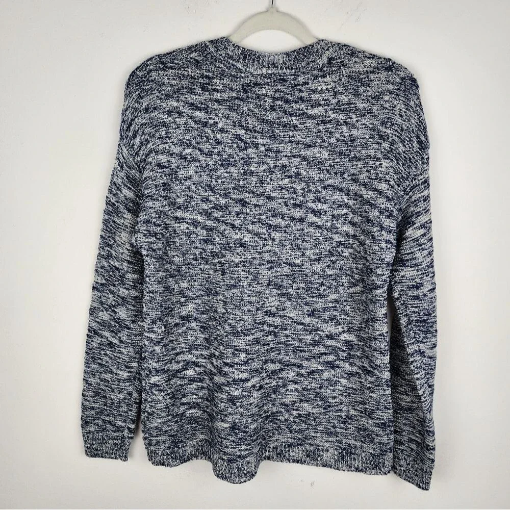 J.Crew Blue White Marbled Cotton Acrylic Sweater Size M